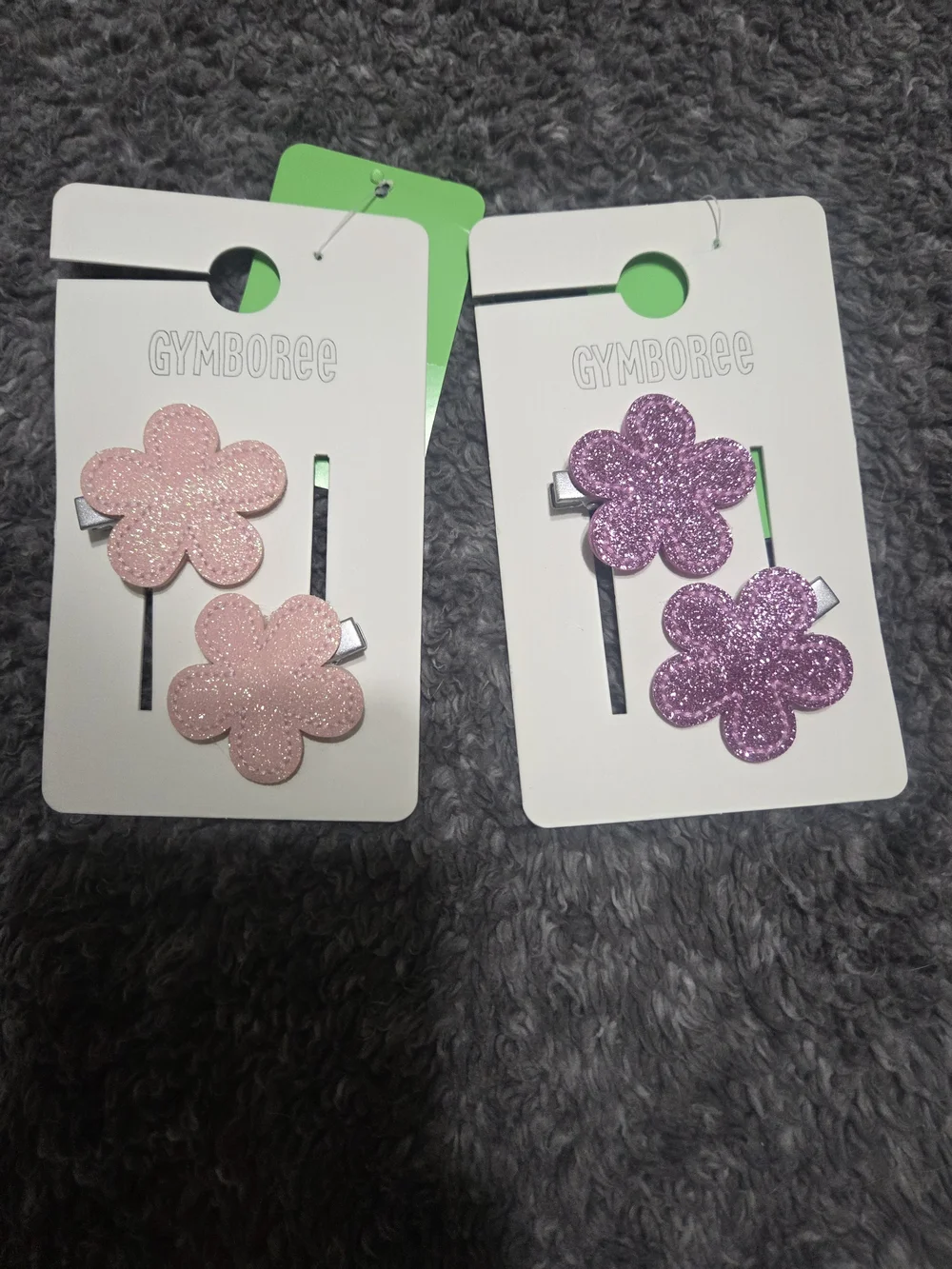Gymboree Glitter Flower Hair Clips in Light Pink and Lavender